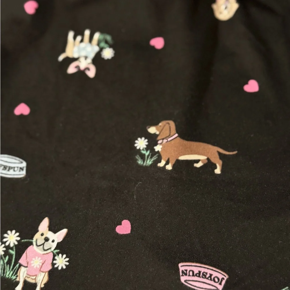 Joy Spun Women’s 2X Sleepwear Pajama Bottoms Joggers Dogs Black Novelty Pockets